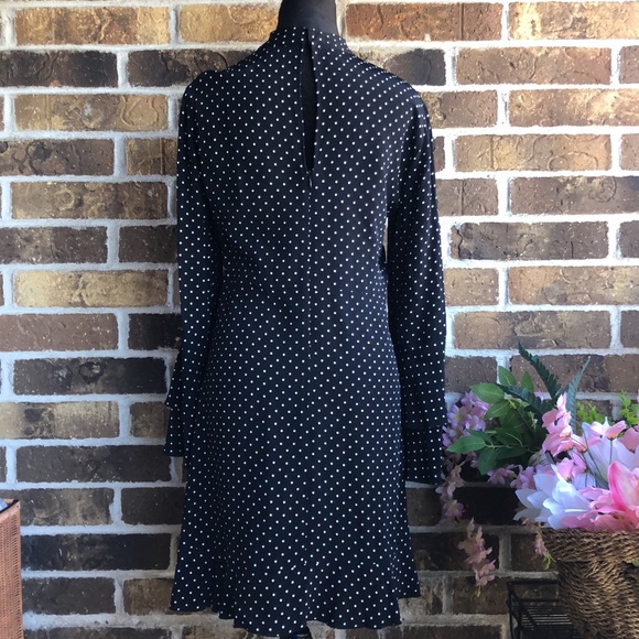 ZARA Black Midi Polka Dot Dress - Picture 6 of 8